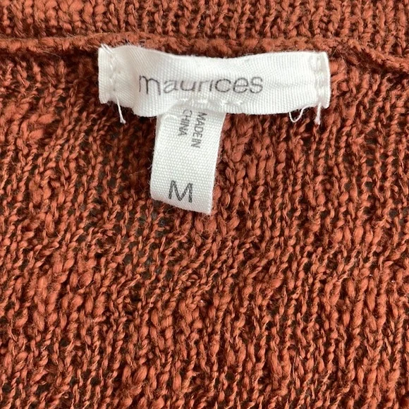 Maurice’s Red/Brown Dark Caramel Color Open Knit Sweater Medium - Picture 8 of 10